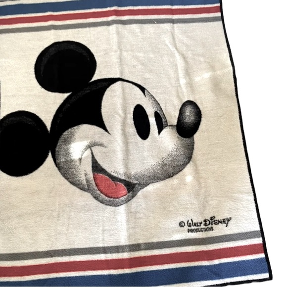 Biederlack Bedding Rare Biederlack Blanket Throw Mickey Mouse Face Head Disney Red Blue